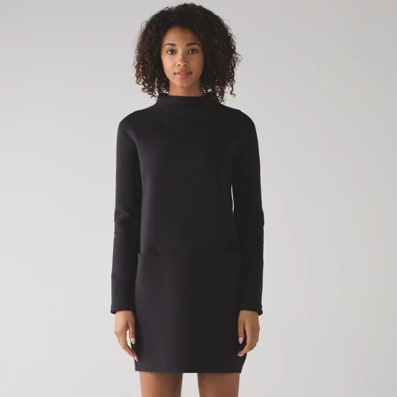 Lululemon City Bound Dress Long Sleeve Grey Black Dress Size 6 - Picture 4 of 10